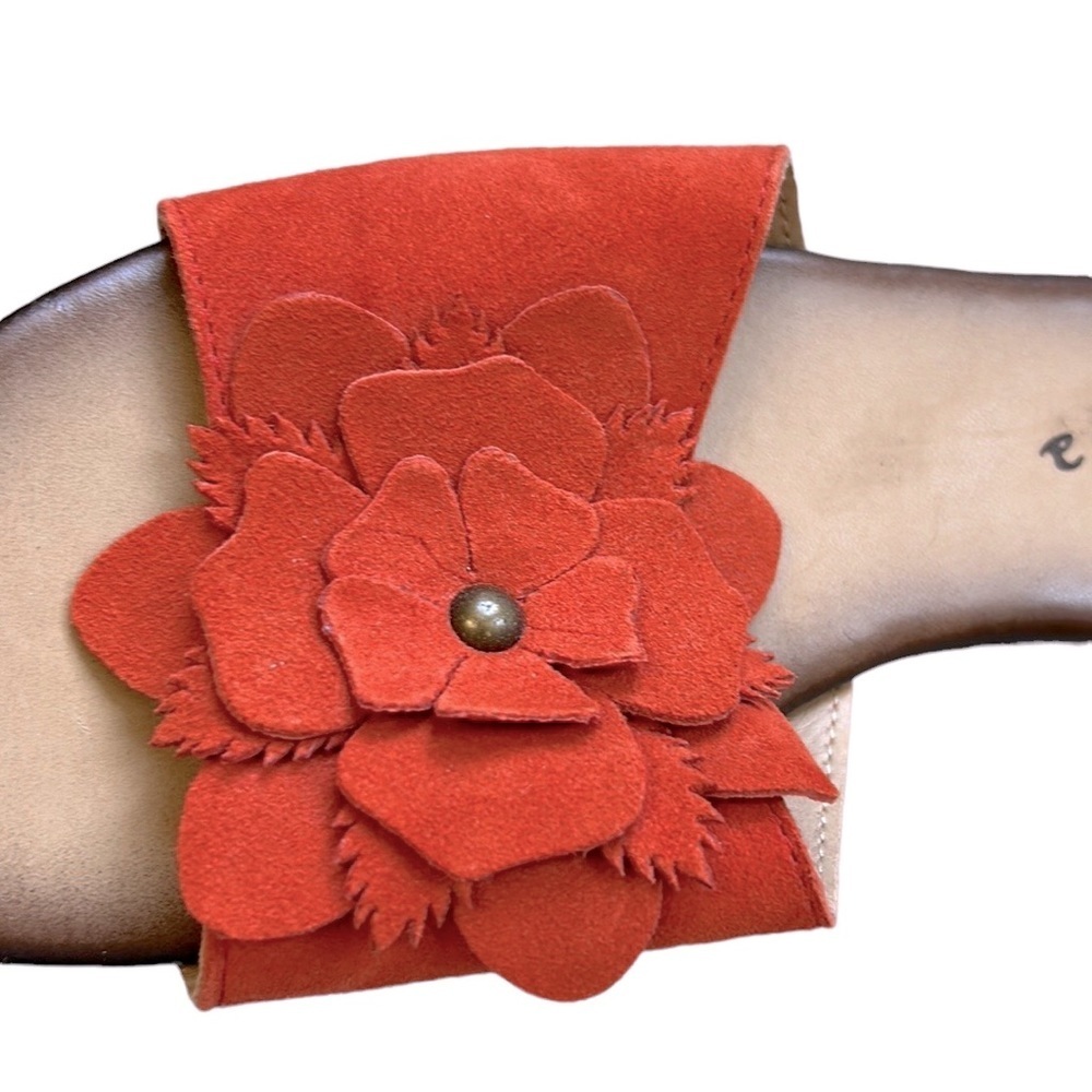 Mariella | Suede Leather 3D Floral Appliqué/Cutouts Persimmon‎ Orange Siz… - Picture 7 of 15